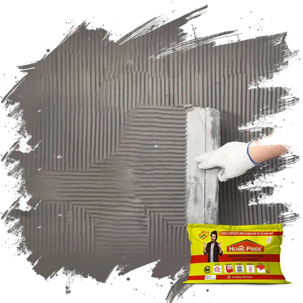 Safe handling of tile adhesive with gloves and tools