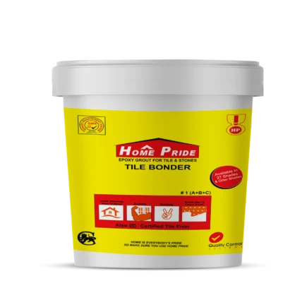 Home Pride Tile Bonder container – high-strength tile bonding additive for wall and floor tile installation.