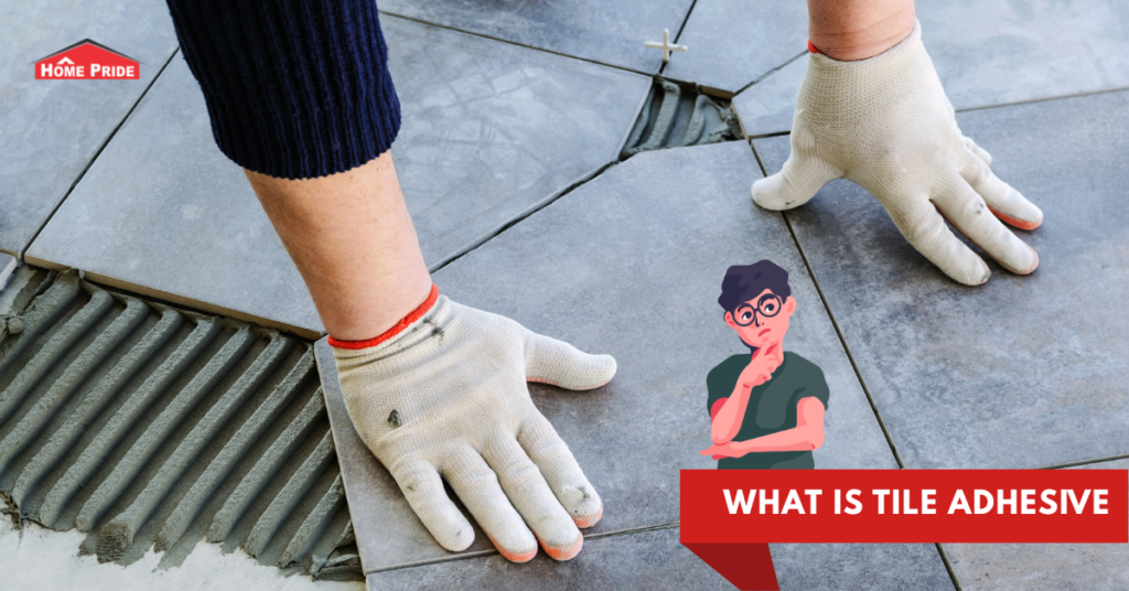 Tile adhesive being applied for fixing floor tiles, showing why tile adhesive is better than cement mortar