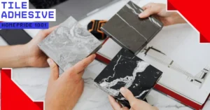 Tile adhesive application using Tile Adhesive 1001 for strong tile bonding in modern construction.