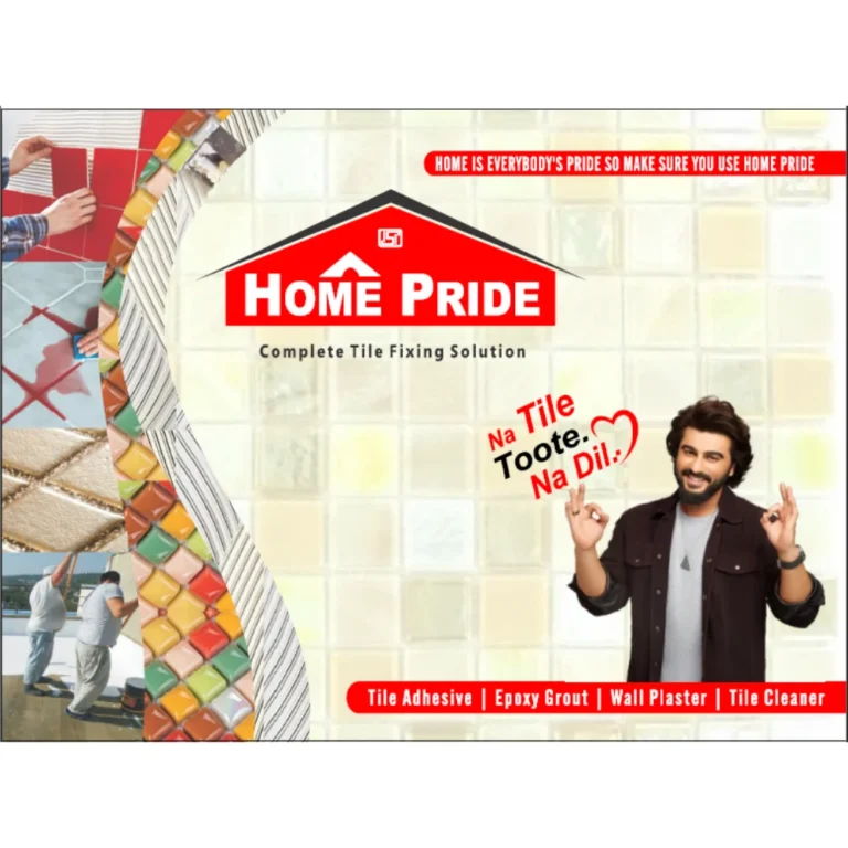 Tile adhesive catalogue showing Home Pride tile adhesive product range