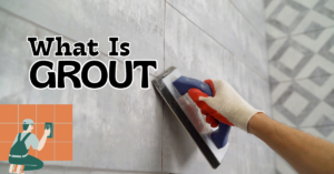 Grout filling gaps between floor tiles during tile installation