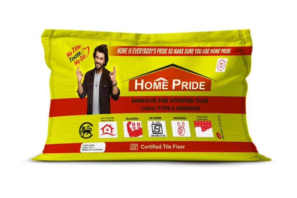 Tile adhesive cement showing tile adhesive chemical used for floor and wall tile installation