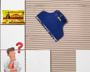 Tile adhesive being applied for floor and wall tile installation