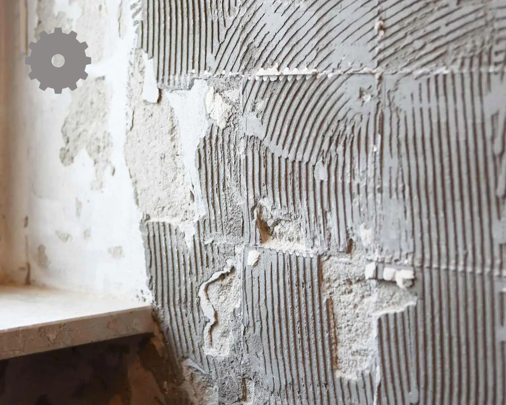 Applying tile adhesive remover to soften and remove old tile adhesive from floor surface
