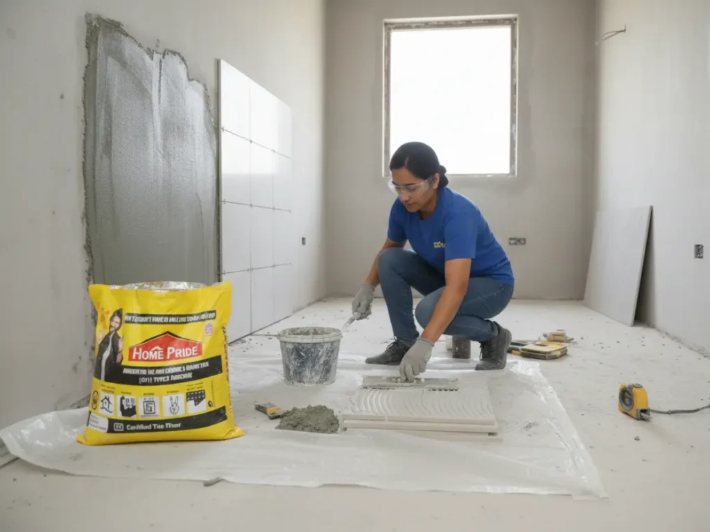 tile adhesive solutions applied on floor surface