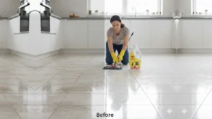 bathroom tile cleaner liquid applied on ceramic tiles
