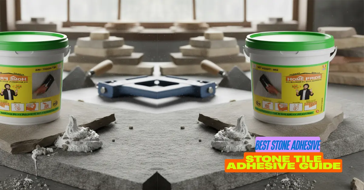 stone tile adhesive application on natural stone tiles