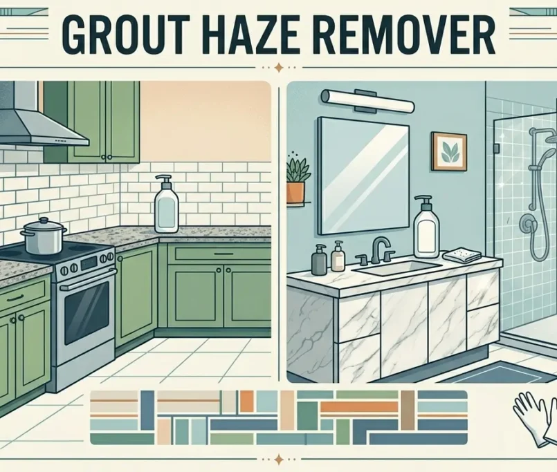 Grout haze remover cleaning tile surface and removing grout residue