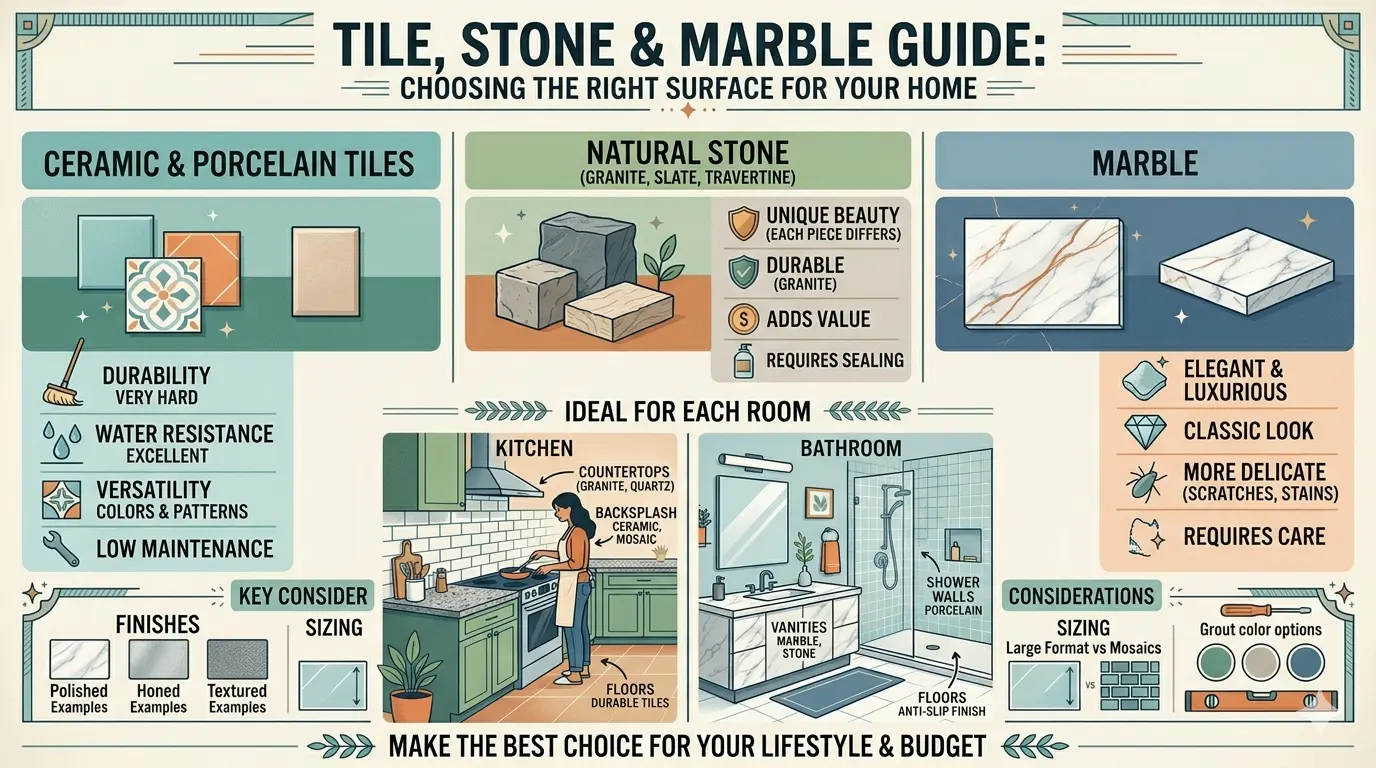 tile stone marble comparison for flooring